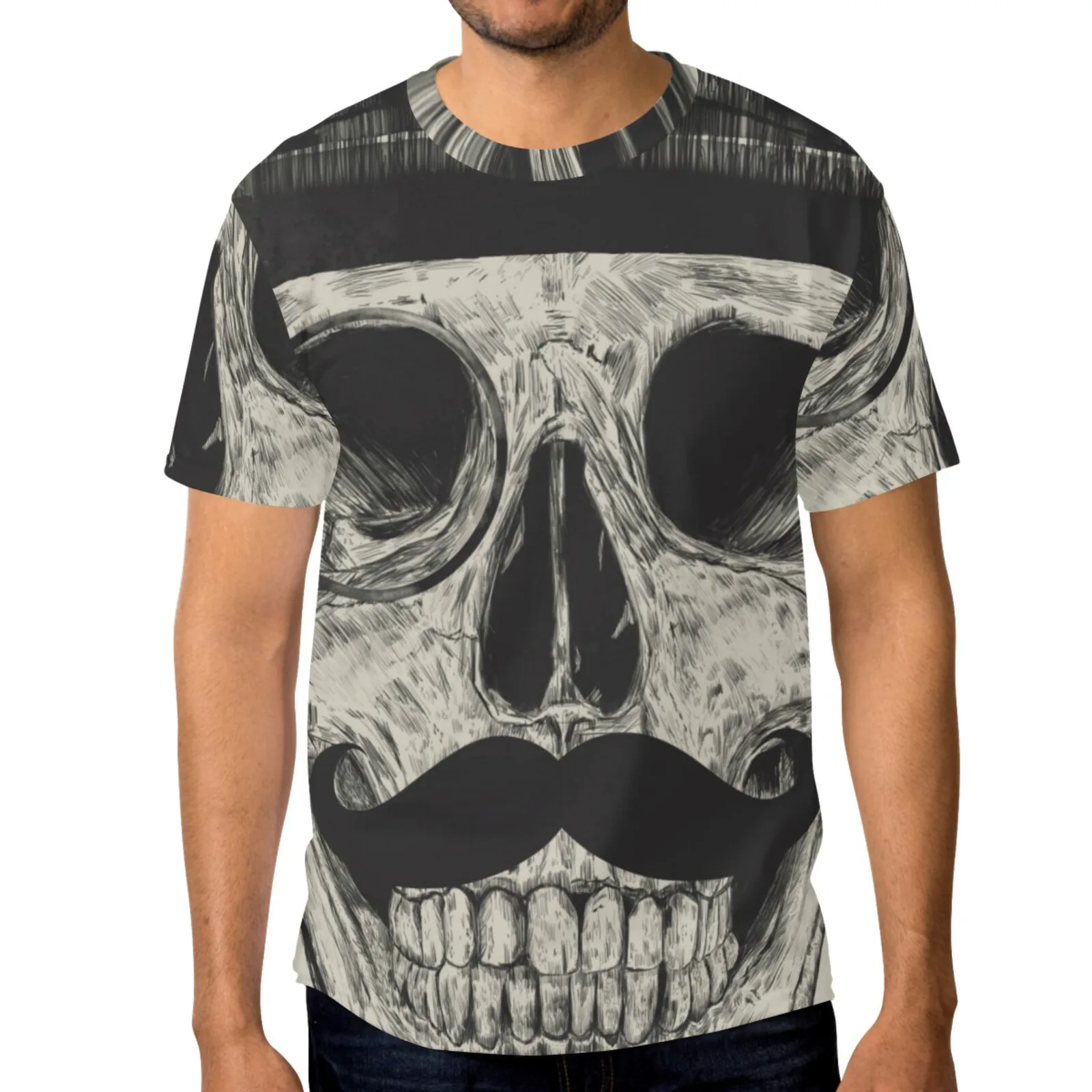 Футболка мужская с 3D-принтом черепа тенниска короткими рукавами Повседневная
