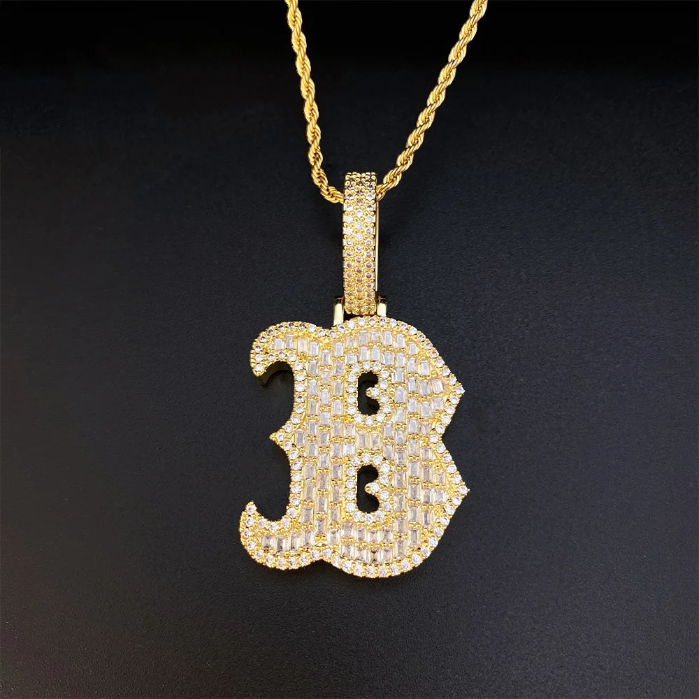 Купи Hip Hip Iced Out Cubic Zirconia B Letter Pendant Women Men Jewelry Plated 16k Gold Alphabet Necklace Pendants Gift Wholesale за 1,449 рублей в магазине AliExpress