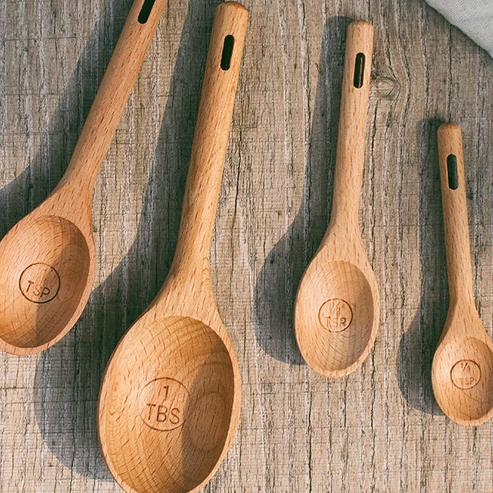 

Spoons Measuring Wooden Spoon Baking Tablespoons Set Wood Measurement Stainless Steelcoffee Tea Sugar Mini Miniature Scoop