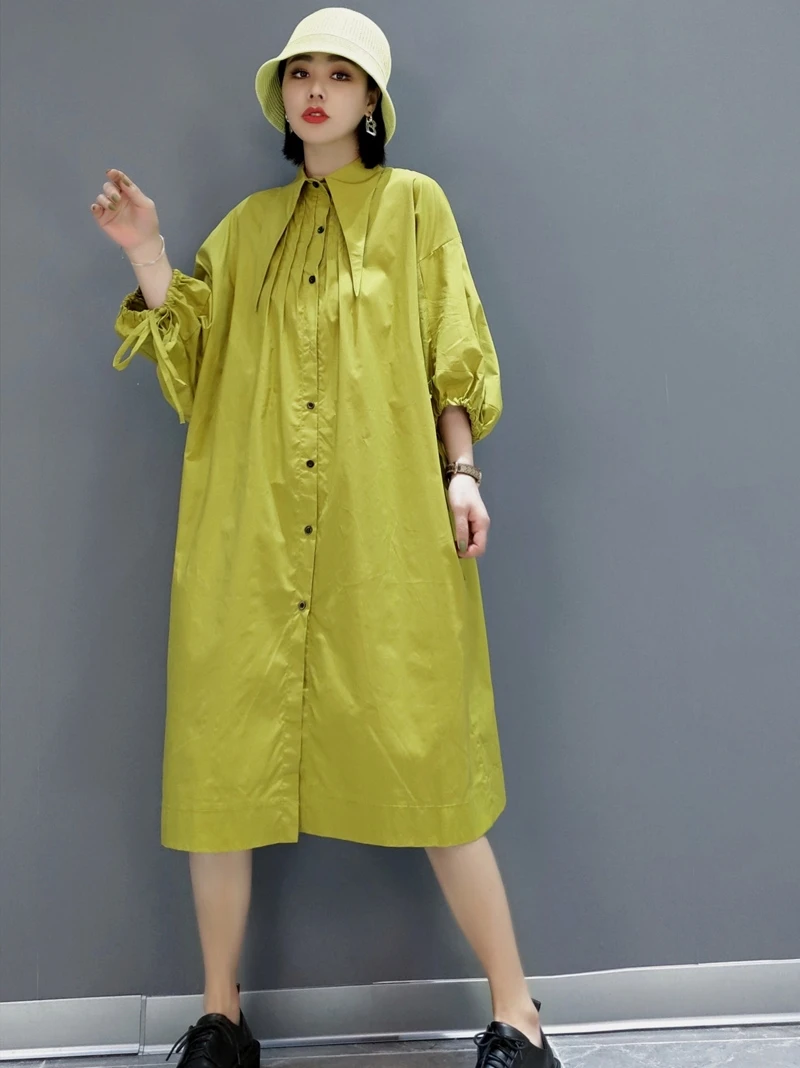 

The new spring 2023 fashion temperament elegant fair maiden dress long shirt skirt OL hubble-bubble sleeve minus age