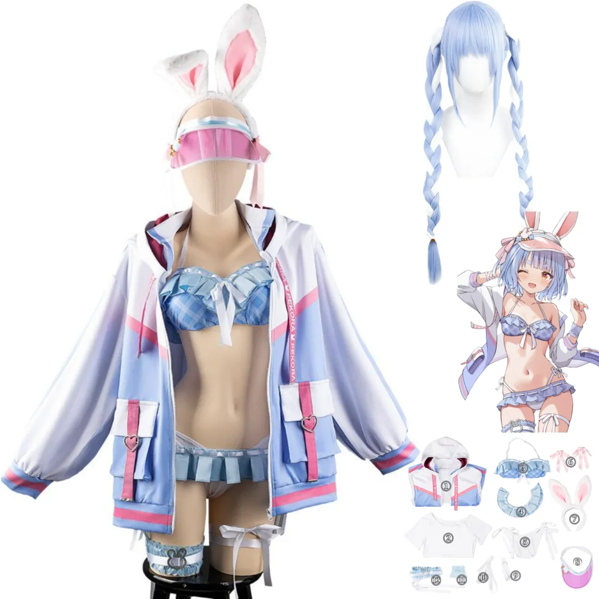 Виртуальный YouTuber Usada Pekora Косплей Костюм Hololive Спортивная Одежда Пальто Купальник
