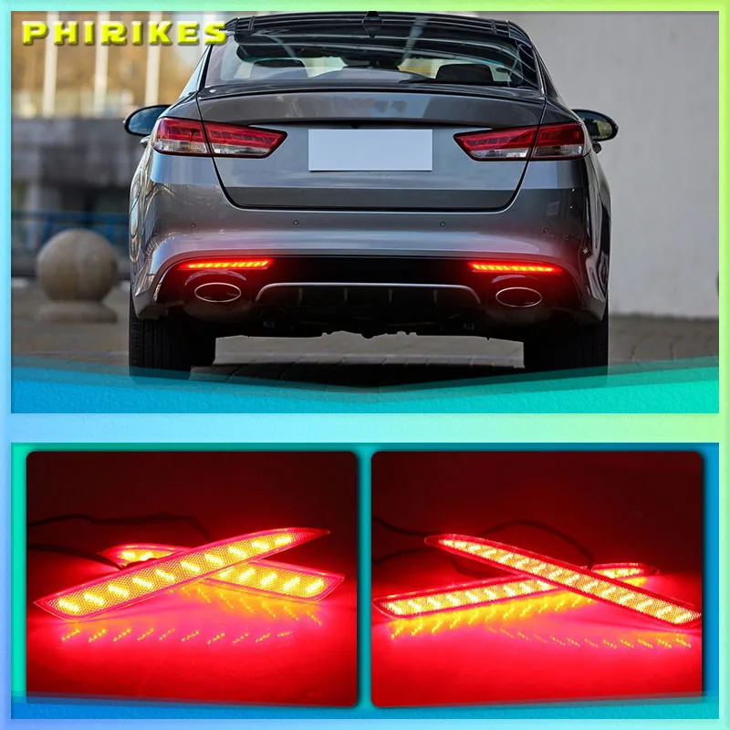 2Pcs/set Rear Bumper Reflector Light For Kia Optima Magentis K5 2016 2017 LED Parking Tail Lights Red warning tail light