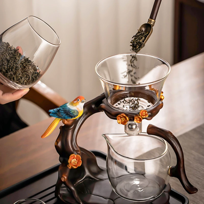 Стеклянный автоматический чайный сервиз для ленивых высококачественный чайник