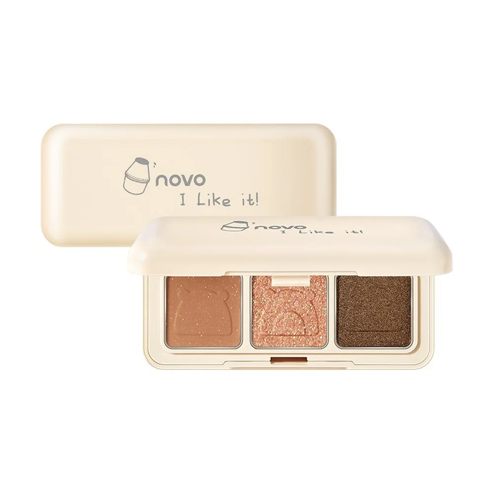 

NOVO 3 Color Eyeshadow Palette Student Cheap Waterproof Nude Makeup Earth Color Pearlescent Matte Easy Makeup Eye Makeup