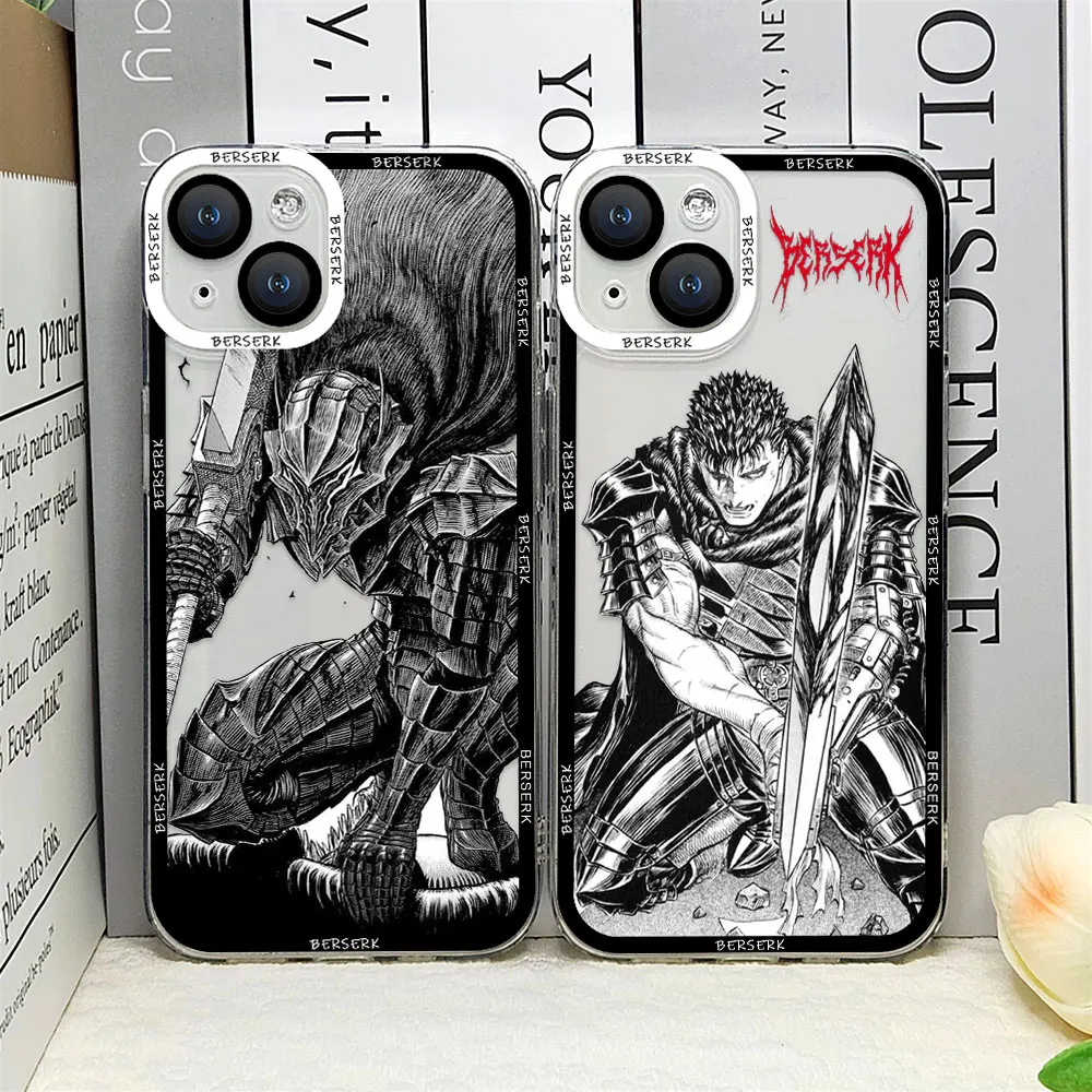 Berserk Guts Anime Phone Case for IPhone 16 15 14 13 12 Mini 11 Pro Max X XR XS 7 8 SE20 Plus Soft Silicone Transparent Cover
