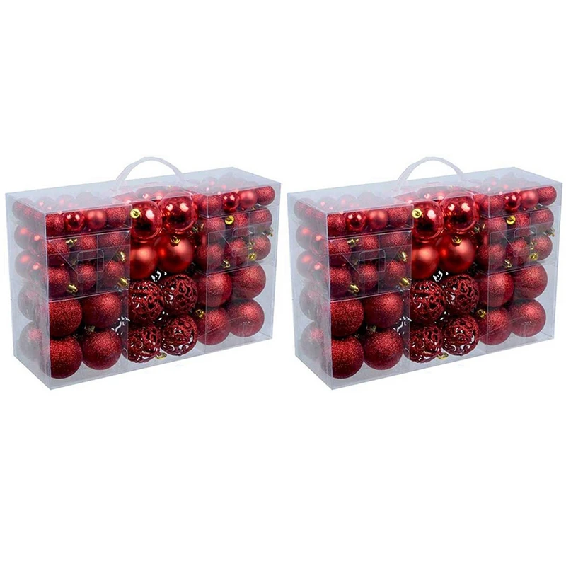 

200Pcs Christmas Ball Box Set Available Holiday Christmas Tree Ornament Decorations Christmas Decorations Red