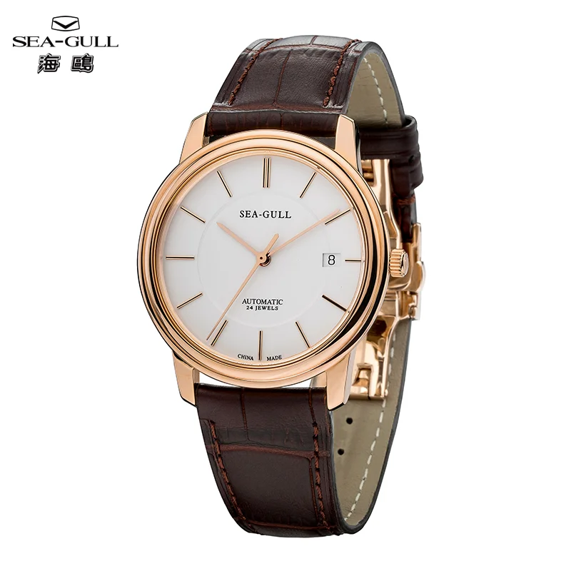 Фото Мужские часы Seagull Ultra Thin Series, 38 мм, ретро-механические автоматические часы, деловые и повседневные наручные часы, часы высшего класса, модель M201SG №1