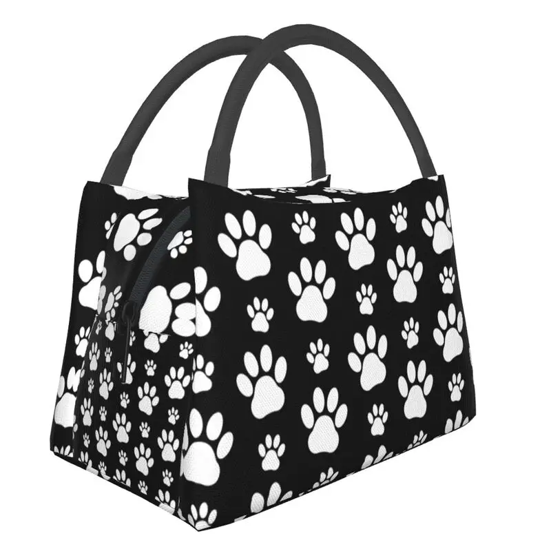 

Puppy Pretty Paw Pattern Insulated Lunch Tote Bag Women Dog Paws Prints Pet Resuable Cooler Thermal Food Lunch Box Work Travel