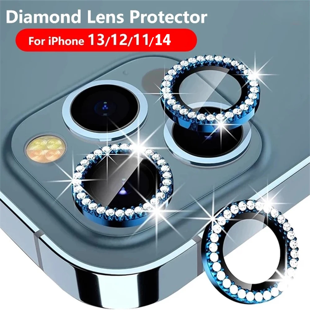 

Luxury Diamond Ring Lens Flim Protector for IPhone 14 Plus 12Pro 13Pro Glitter Lens Protecor on IPhone 11 12 13 14 Pro Camera