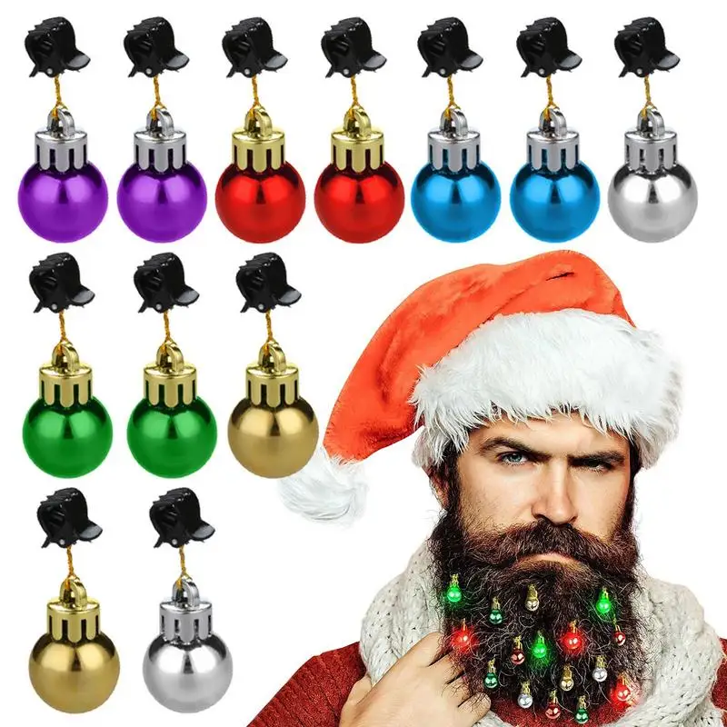 

12pcs Christmas Bell for Beard Christmas Beard Decoration Santa Claus Beard Light Bulb Bells Christmas Beard Baubles Ornaments