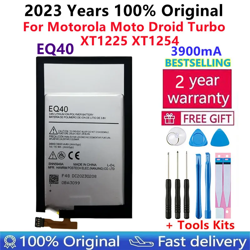 

100% Original 3900mAh EQ40 Battery For Motorola Moto Droid Turbo XT1225 XT1254 SNN5949A Batteries
