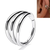 astm f136 titanium nose ring three half ring design hinged segment clicker hoop ear cartilage lip rings earring piercing jewelry