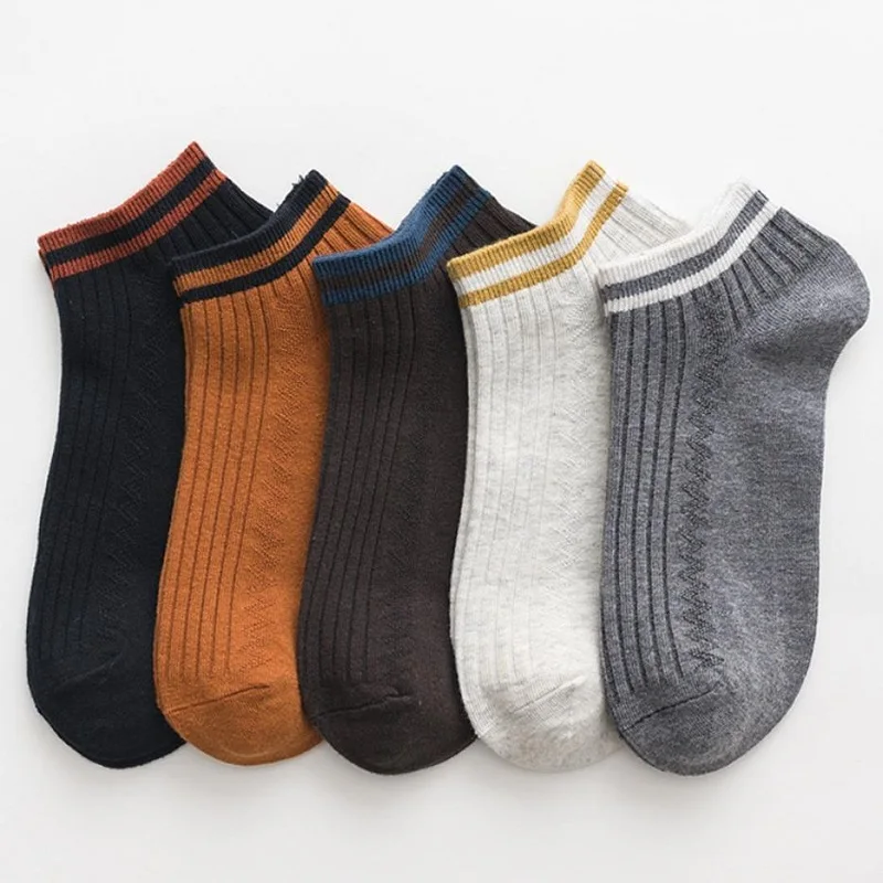 5 Pairs Cotton Men Socks Fashion Soft Breathable Mesh Casual Ankle Socks Outdoor Sport Travel Socks Simple Male Street Style