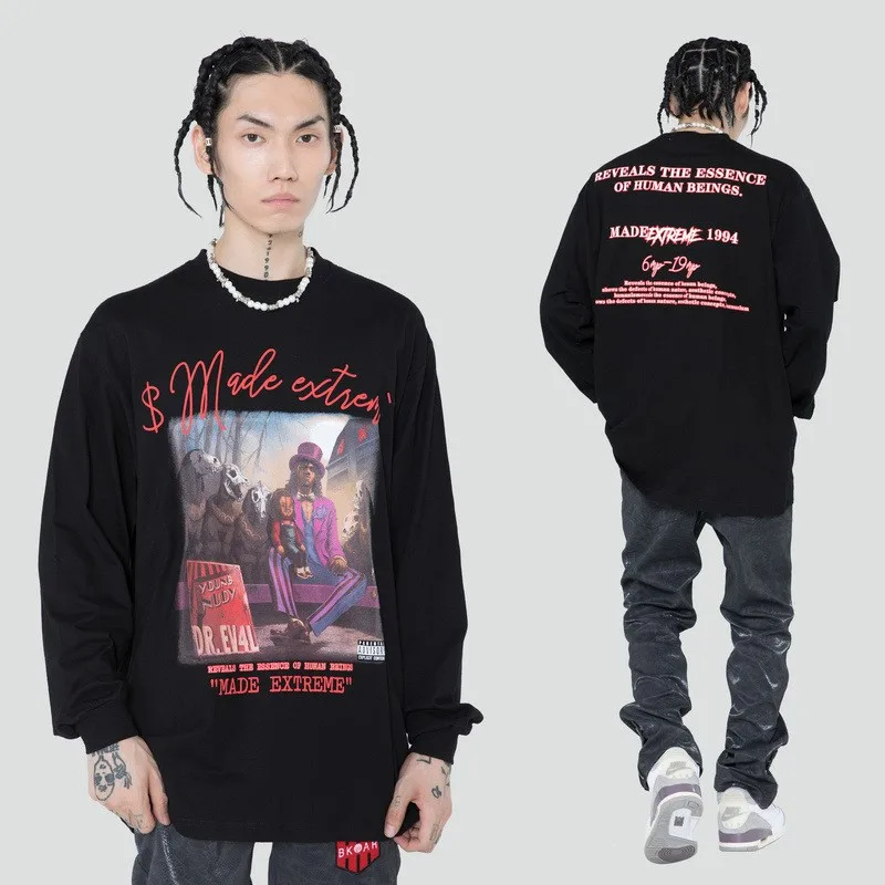 

2023 Autumn And Winter Man New Korean High Street Printing Long Sleeve Sweater Ins Fashion O-Neck Casual Hip Hop Sweater