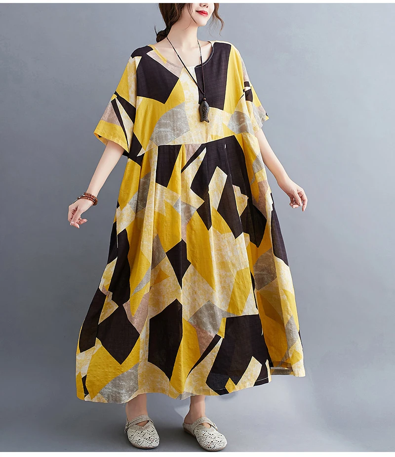 Платья для женщин Oladivi Fashion Print с коротким рукавом на каждый день для возрастных групп 30, 40, 50 и 60 лет, свободные платья больших размеров, летние туники Vestidio 8XL.