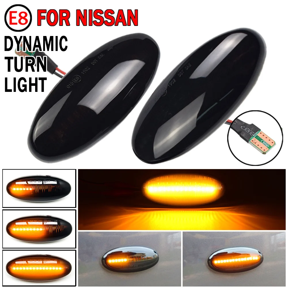 

2pcs For Nissan Navara D22 NP300 1998-05 Datsun Frontier Fiera PickUp Terrano Skystar LED Dynamic Side Marker Turn Signal Light