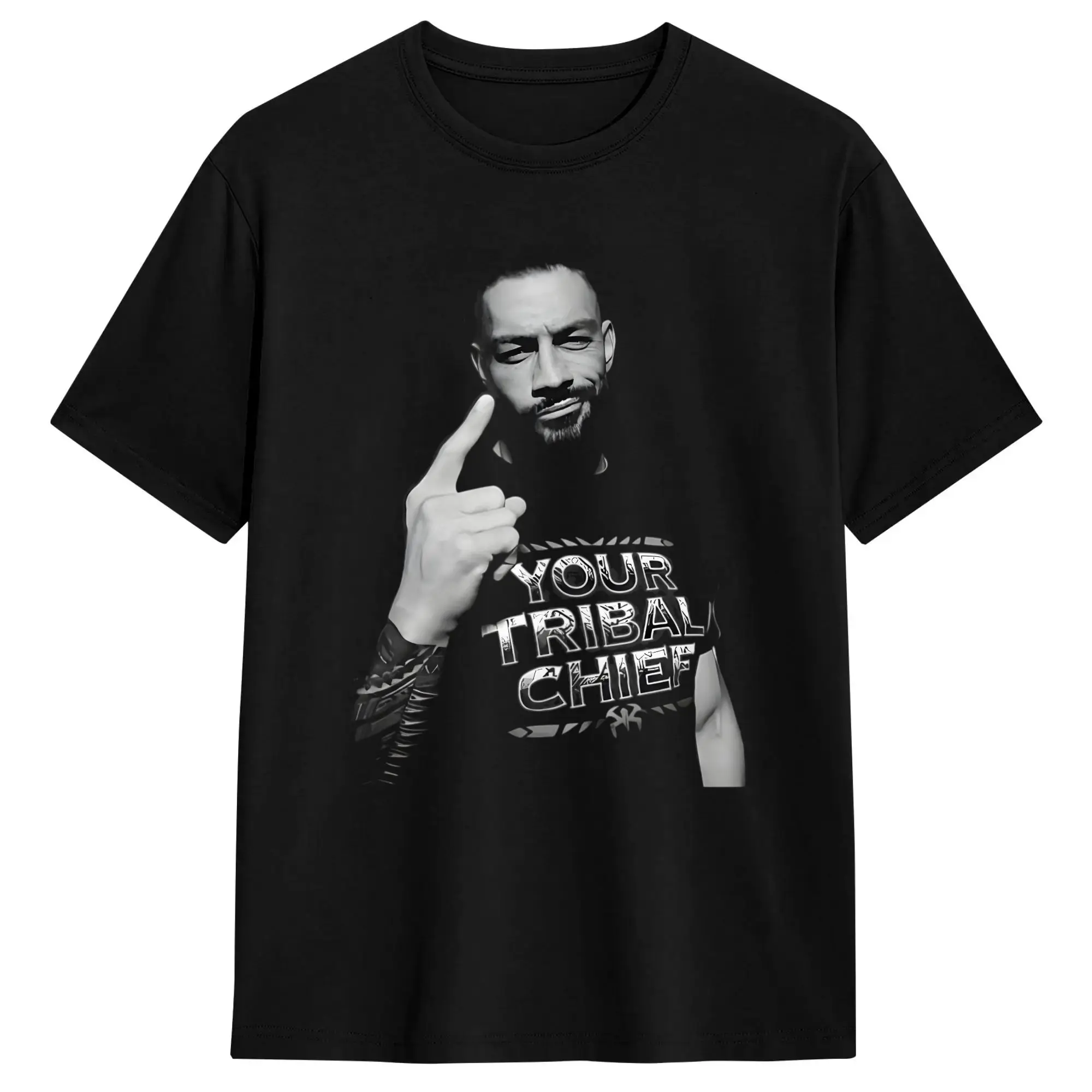 Фото Новая футболка Roman Reigns YTC, мужская хлопковая футболка с короткими рукавами и круглым вырезом, летние топы №1