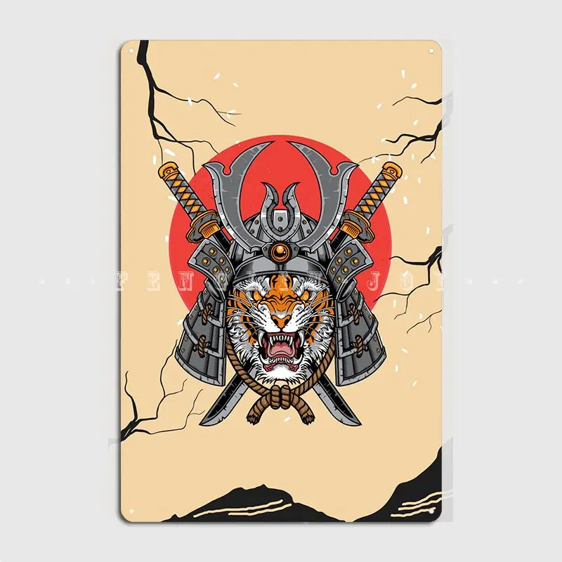 

Самурайский тигр, металлический плакат, кинотеатр, гараж, домашний дизайн, роспись, оловянный плакат
