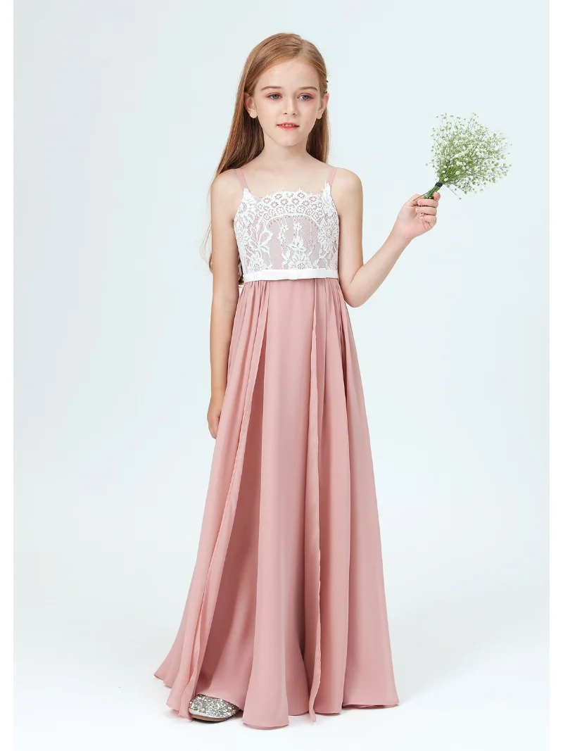 

Кружевные Платья с цветочным принтом для девочек, трапециевидные платья в пол с прямым вырезом без рукавов для подружек невесты, платья для свадьбы, вечеринки, дня рождения