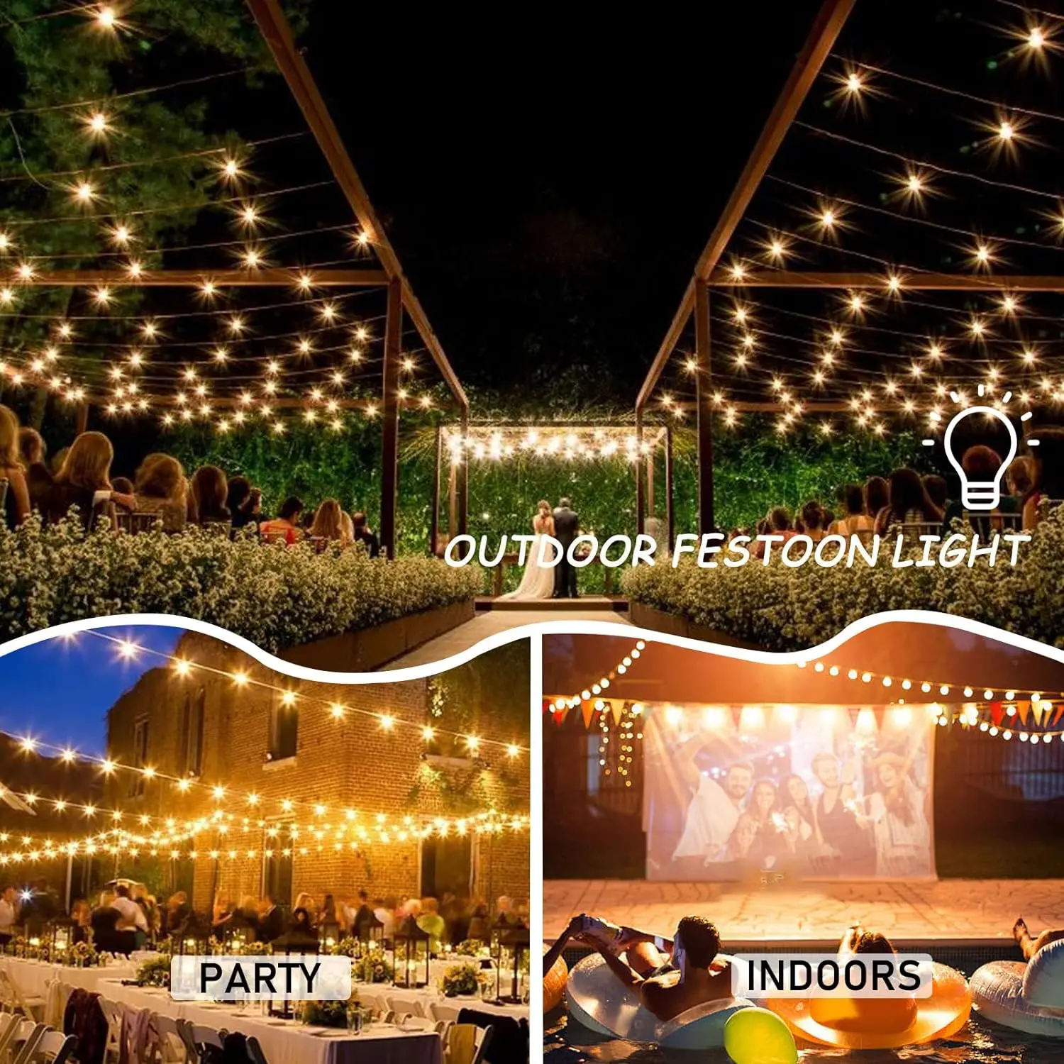 Водонепроницаемая декоративная гирлянда G40 Led