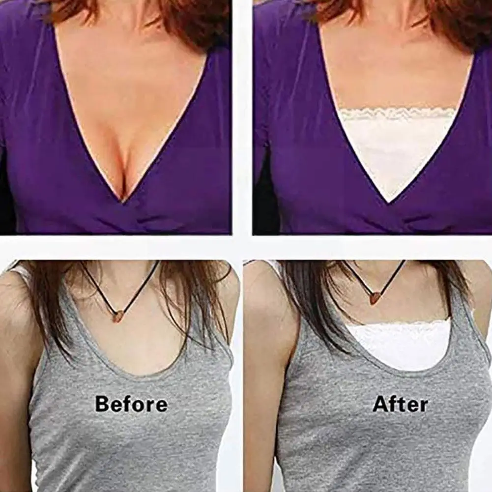 

1Pcs Ladies Lace Fake Camisole Clip-On Bra Insert Covers Soft Chest Color Anti-Exposure Tube Strapless Wrapped Top Overlay Q3V0