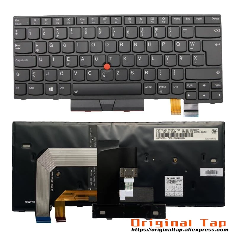 Турецкая клавиатура с подсветкой TUF для Lenovo Thinkpad T470 A475 T480 A485 01AX522 01AX563 01AX604 01HX453 01HX493