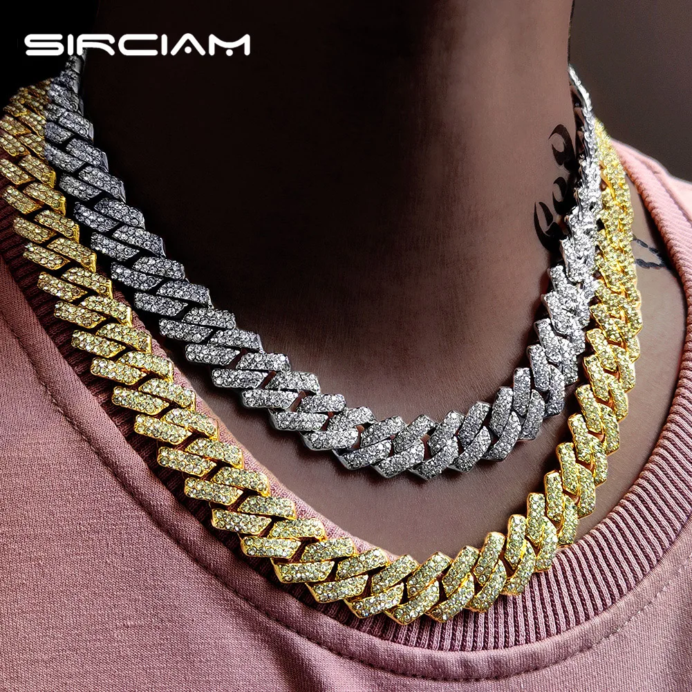 

Hip Hop Silver Color Prong Cuban Chain Necklace Men Women With14mm Clustered Miami Cuban Link Choker Necklaces Punk Jewelry Gift