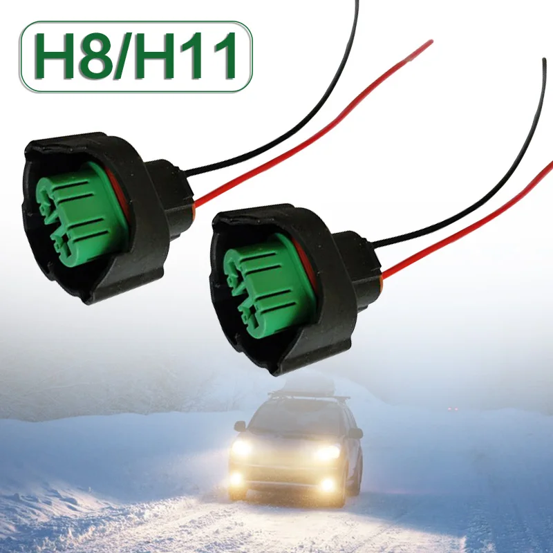 H11 H8 Bulb Connector Adapter Female Wiring Harness Sockets Wire Pigtails for Headlights Fog Lights Retrofit Bulb Socket