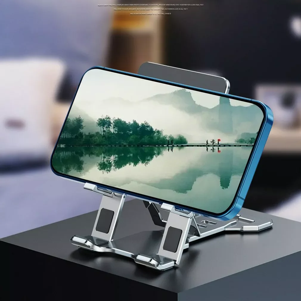 

Table Phone Stand Phone Holder Bracket Ultra-thin & Angle Adjustable Aluminum Alloy Cradle Dock For IPads Smart Phone