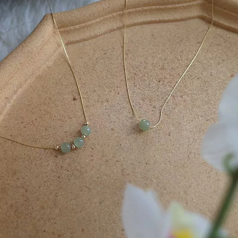 

Round Bridal Necklaces Lucky Bead Necklace Woman Chain High Quality Pendant Girl Jewelry Silver Color Trendy Kpop Alloy Collares