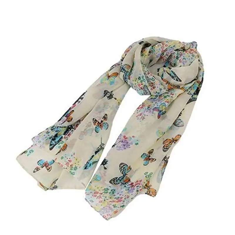 

Spring Autumn Chiffon Scarf Butterflies Scarves Women's Scarf Long Shawl Spring Chiffon Infinity Scarf Foulard Hijab Scarf