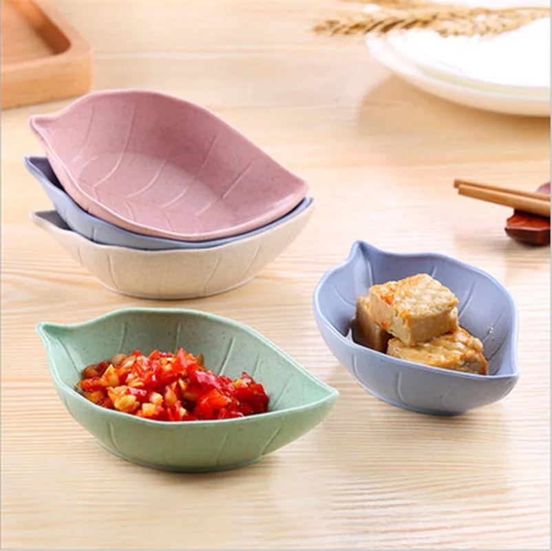 

Creative Leaf Vegetable Baby Children's Bowl Wheat Straw Soy Sauce Dish Rice Bowl Plate Plate Japanese Tableware Food Container