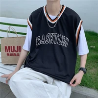 sleeveless t shirt mens summer korean style leisure trendy brand hip hop ins loose printed trendy bf basketball sports vest