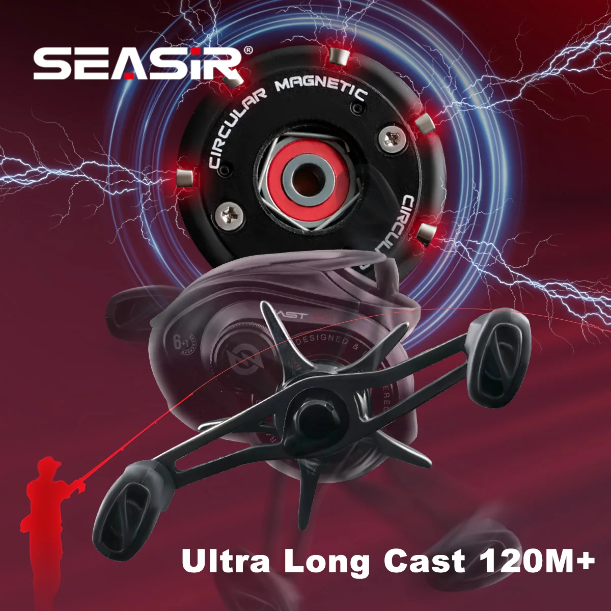 Фото SEASIR CAST-X3 Катушка для приманки, сверхдлинная литая катушка, 120 м + новая катушка для морской/пресноводной рыбалки №4