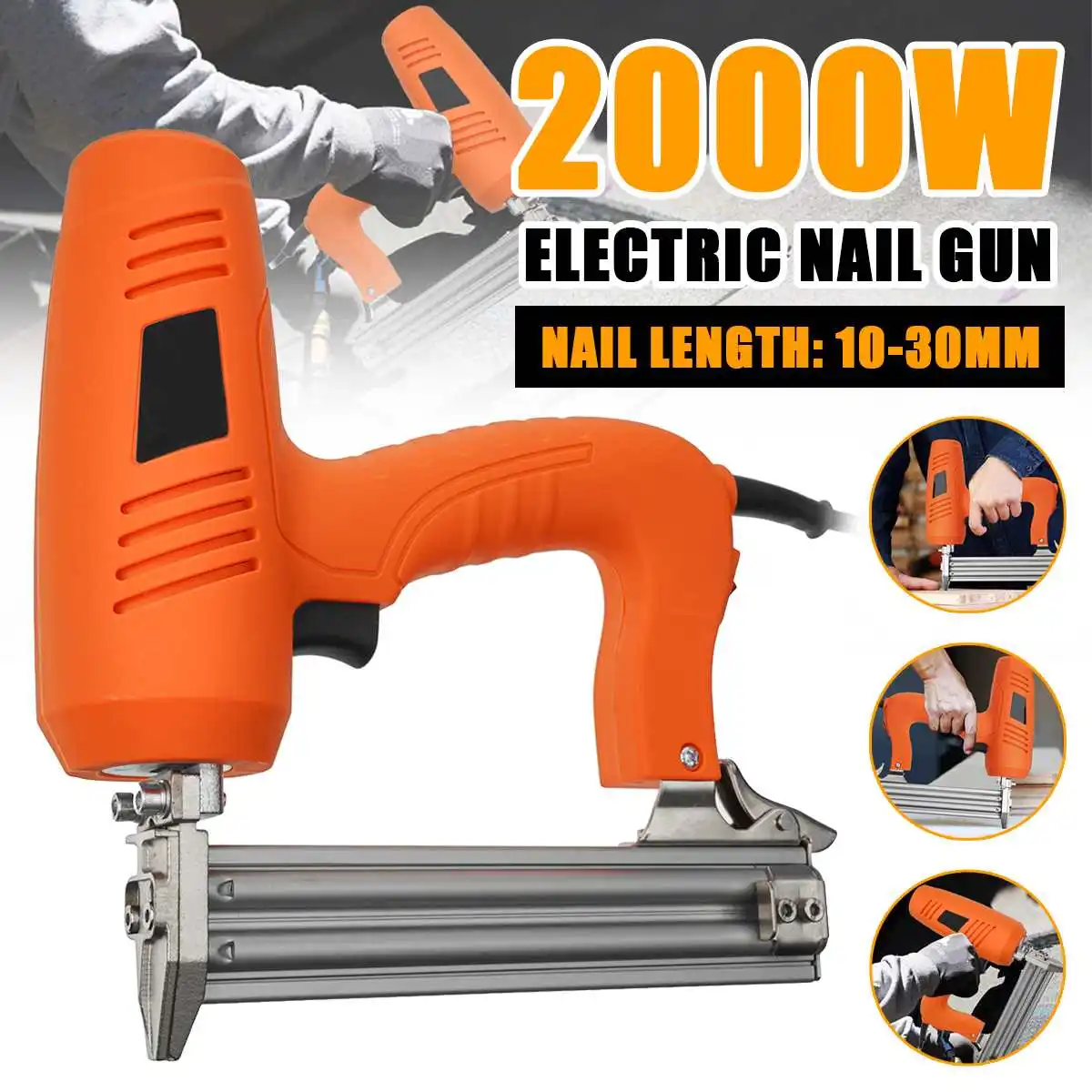 

10-30mm Electric Straight Nail Gun Framing Tacker Electric Nails Staple Gun 220V 2000W Power Tool Stapler Gun for Furniture