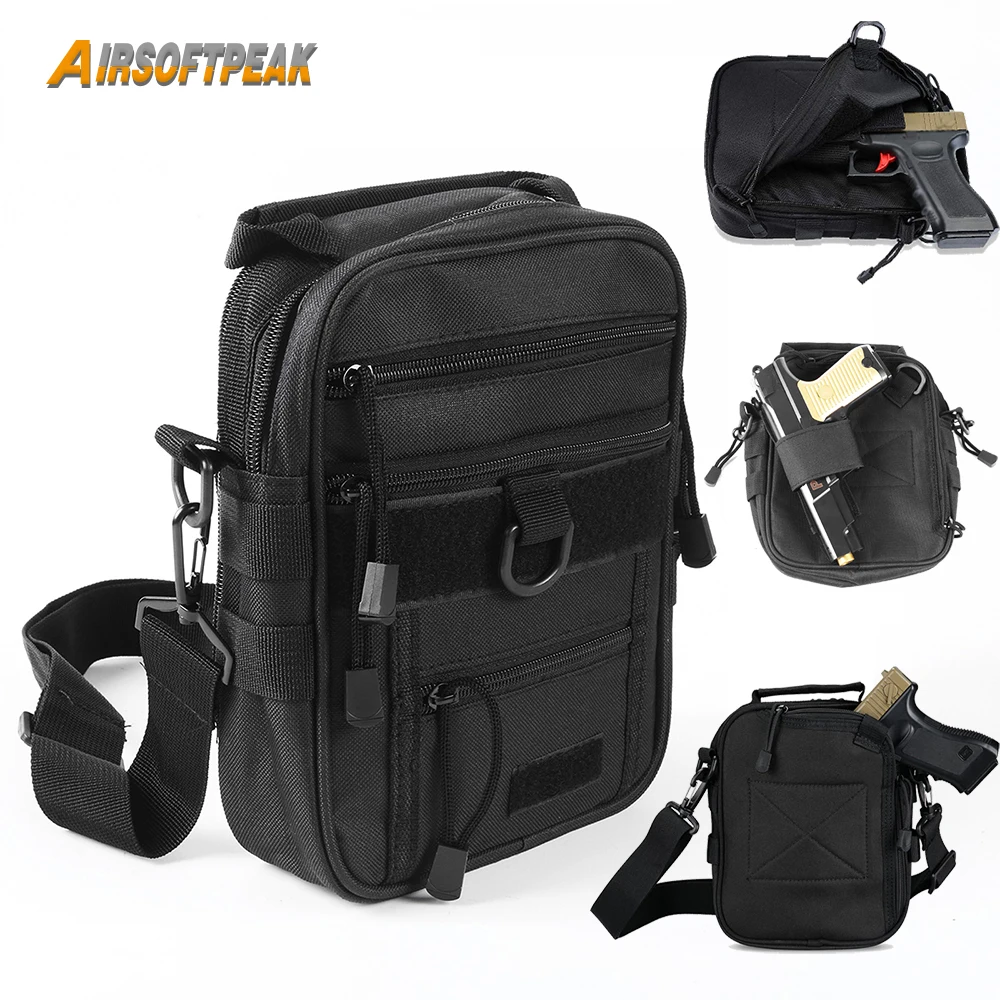 

Тактическая Сумка для скрытого пистолета, сумка для переноски пистолета, кобура, военная сумка-слинг через плечо, регулируемая сумка-мессен...