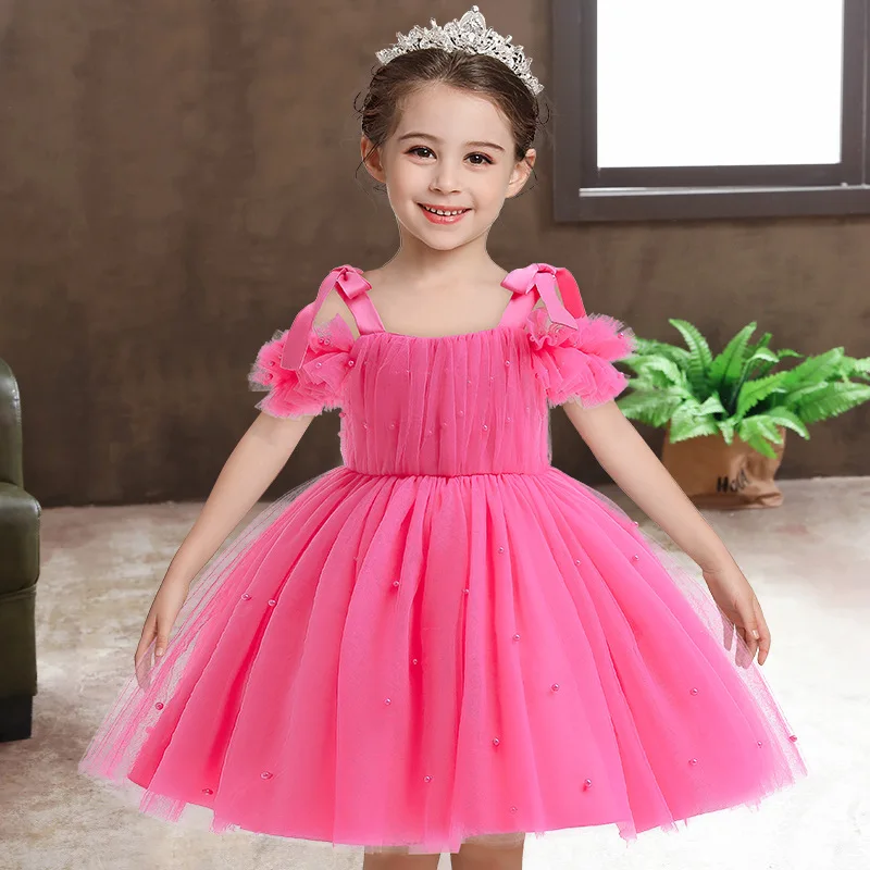 

0-5T baby girl dress baby dress dress christening dress pearl mesh princess dress tutu bow birthday party dress baby girl dress