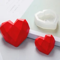 love heart design silicone mold diy car pendant gypsum plaster heart mold diamond candle molds 3d diamond soap moulds