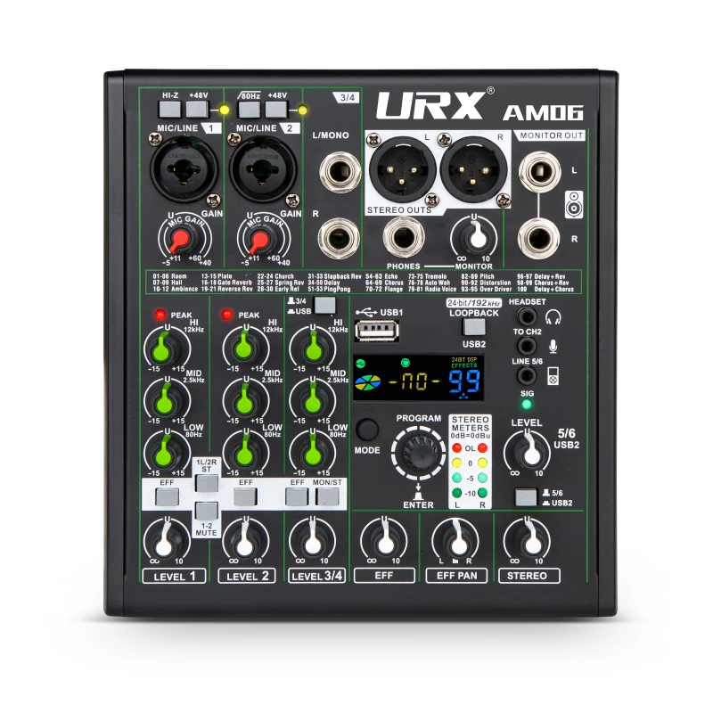 

URX 192kHz/24bit Mini portable audio Professional sound card 4 6 channel mixer with loopback and Tiktok music war function