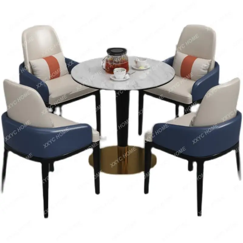 

Sales Office Department Negotiation Table and Chair Combination Post-Modern Simple and Light Luxury Hotel Reception