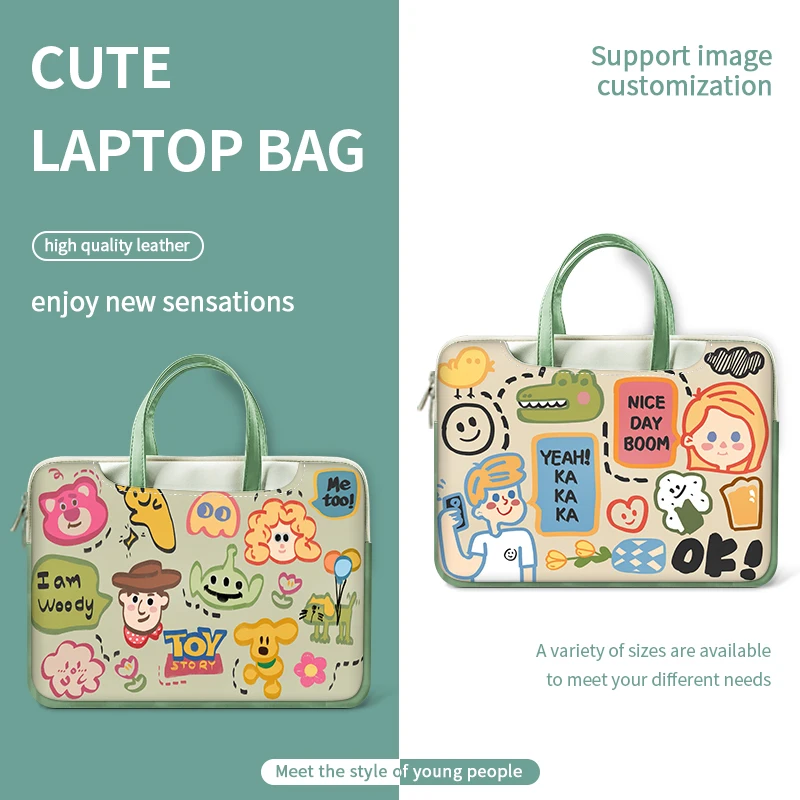 Сумка для ноутбука из ПУ, мультяшный чехол, чехол для ноутбука, многофункциональный чехол для переноски 13, 14, 15, 17 дюймов, ручная сумка «сделай сам» для Macbook/HP/Acer/Lenovo