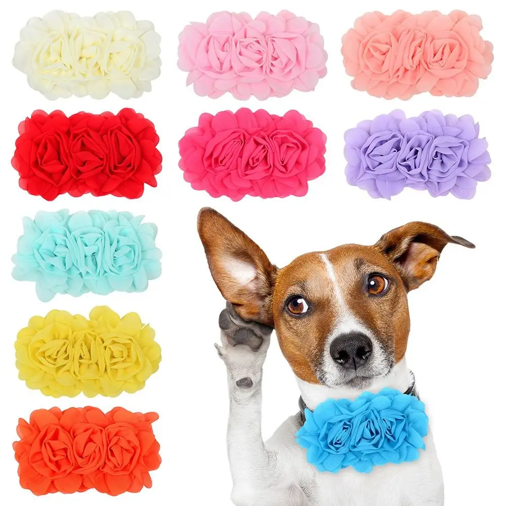 

3pcs Dog Accessories Bow Tie Necktie Flowers Rose Style Dog Grooming Product Pet Supplies Bowtie Collar for Large Dogs