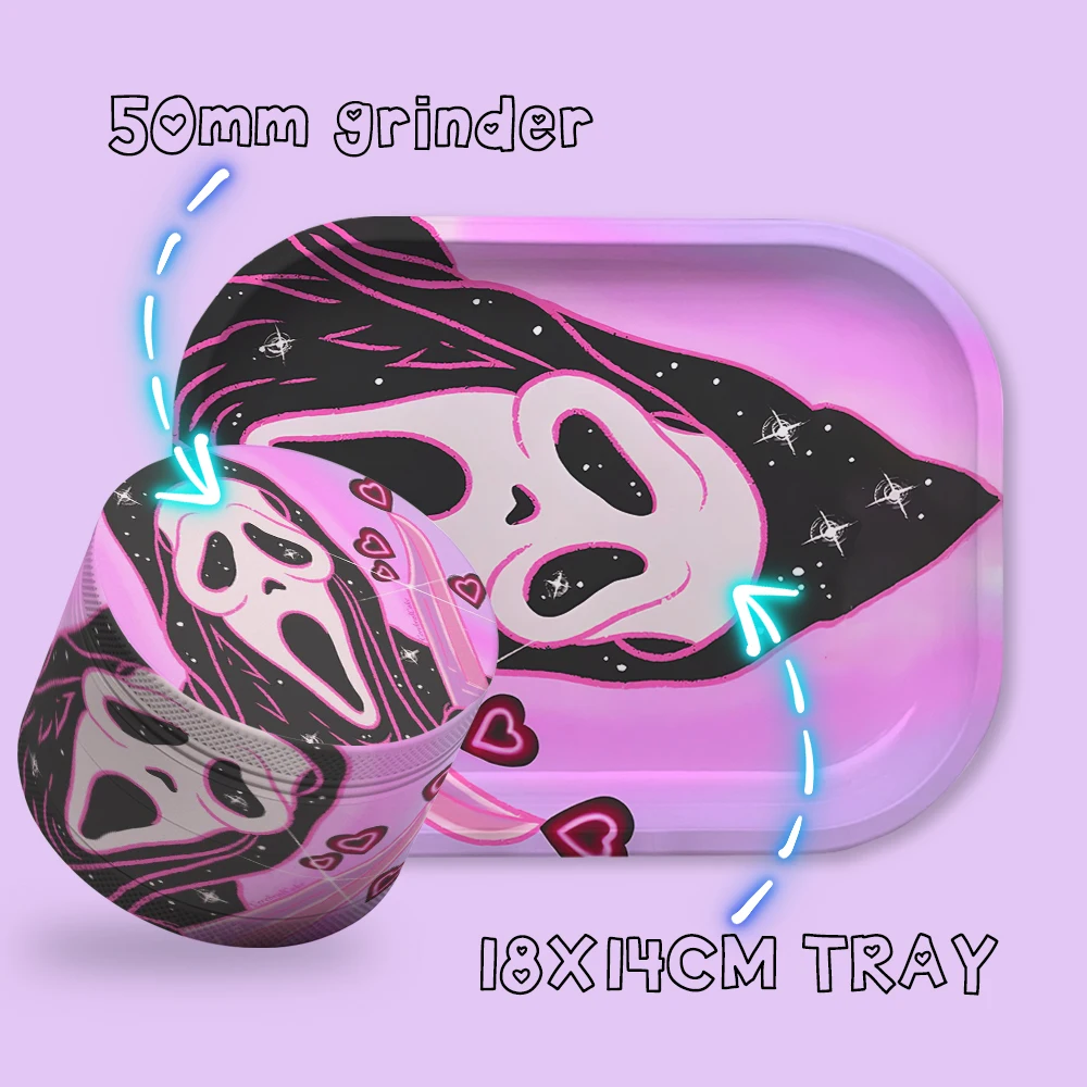 

2023 Cartoon Screamer Pattern Rolling Tray Plate 50MM Zinc Alloy Grinder DIY Girls Rolling Sets For Smoking Gifts Wholesale