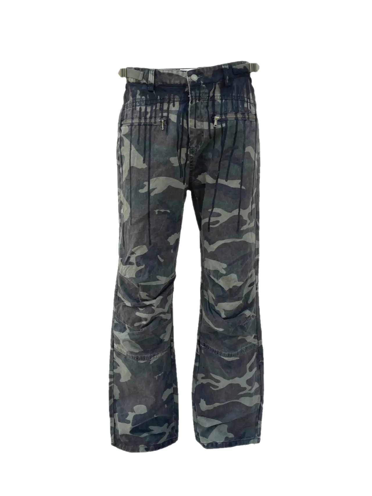 Брюки мужские прямые в стиле ретро с потертой камуфляжной расцветкой