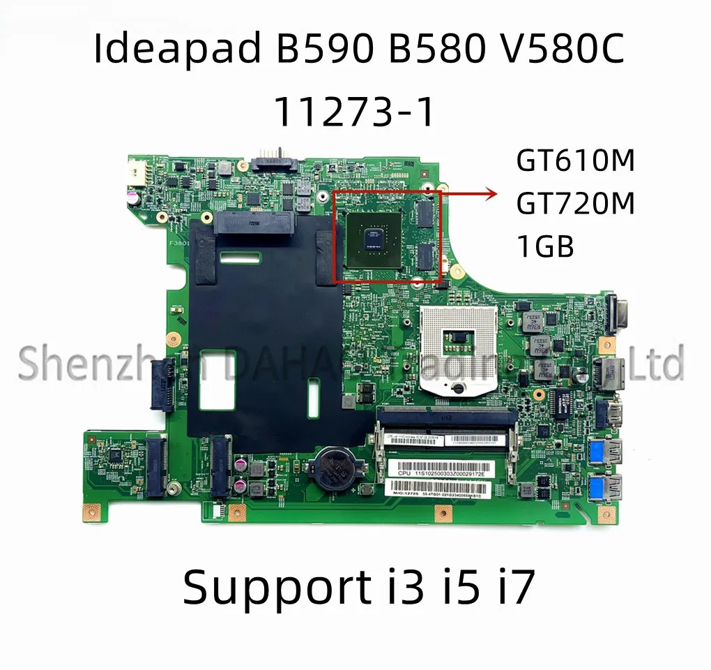 

Материнская плата для ноутбука Lenovo Ideapad B590 B580 V580C, материнская плата 90001994-1 с поддержкой i3 i5 i7 с GT610M/GT720M 1GB-GPU, 11273