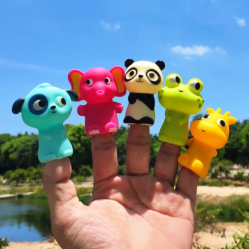 

Cute Funny Cartoon Animal Finger Puppet Toys Rubber Puppets Cute Animals Dolls Realistic Educational Props Baby Story Accessory