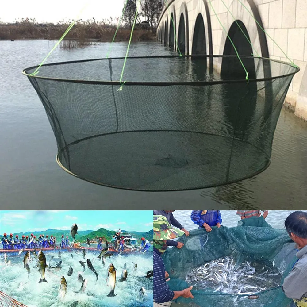 

Foldable Drop Net Fishing Landing Prawn Bait Crab Shrimp Pier Harbour Pond Mesh рыбалка pesca сеть рыболовная