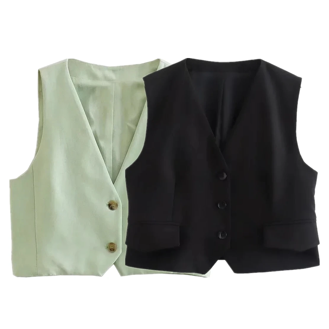 

Jenny&Dave 2022 Summer Indie Folk England Style Fashion Simple Single Breasted Linen Short Vest Jacket Women Tank Tops