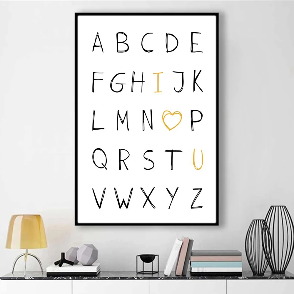 

Alphabet I Love You Posters Canvas Prints Wall Art Modern Minimalist Letters Paintings for Living Kids Room Home Decor Pictures