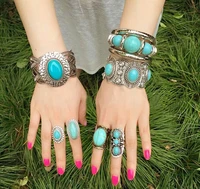 gypsy tibet retro turquoise elastic bracelet for women men bangles bracelets bohemian punk boho femme indian turkish jewelry